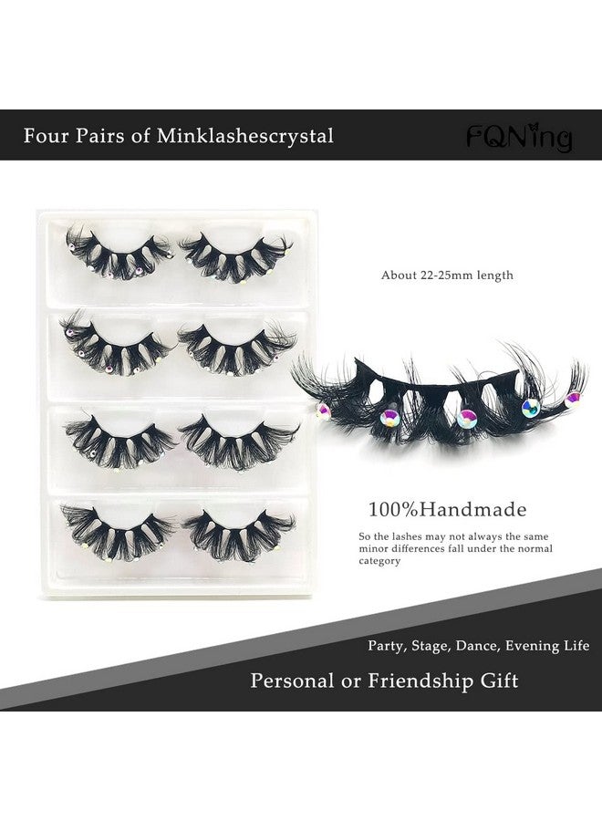 FQNing Mink Lashes With Glitter Rhinstones For Party Dramatic Diamond Decorative Gem Eyelashes(Crystal) - Image 3