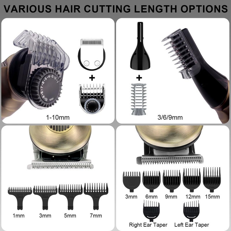 Hatteker Beard Trimmer Mustache Trimmer for Men 8 in 1 Adjustable Speed Waterproof Hair Clipper TBlade Trimmer Electic Razor Shavers Cordless Mens Gift Grooming Kit with Face Nose Body - Image 4