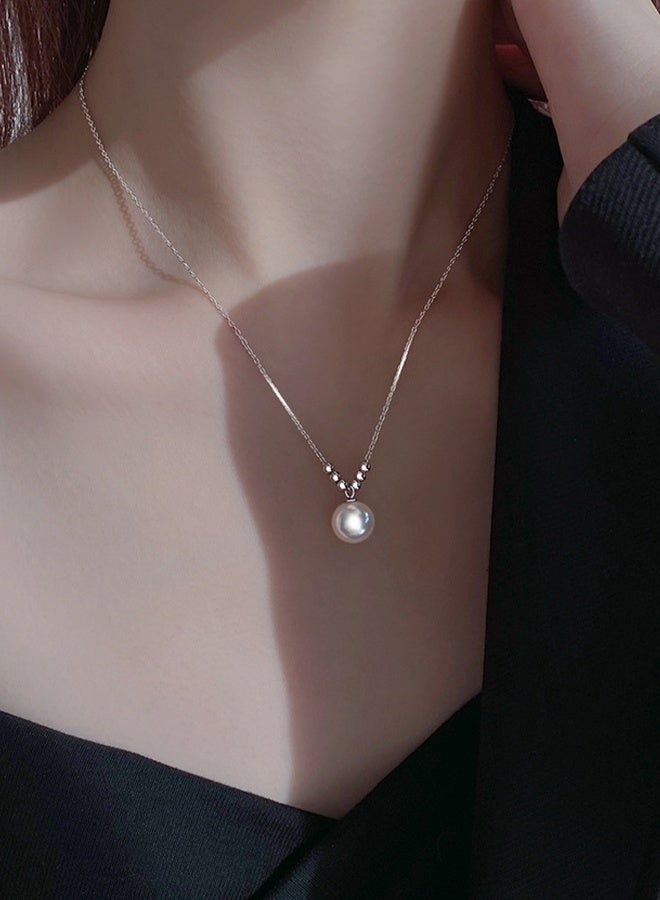 DAEVO 925 Sterling Silver Simple Pearl Pendant Choker Necklace Women Dainty Minimalist Daily Party Gift Jewelry - Image 2