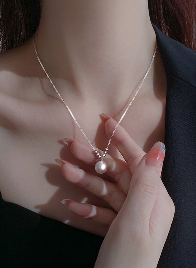 DAEVO 925 Sterling Silver Simple Pearl Pendant Choker Necklace Women Dainty Minimalist Daily Party Gift Jewelry - Image 1