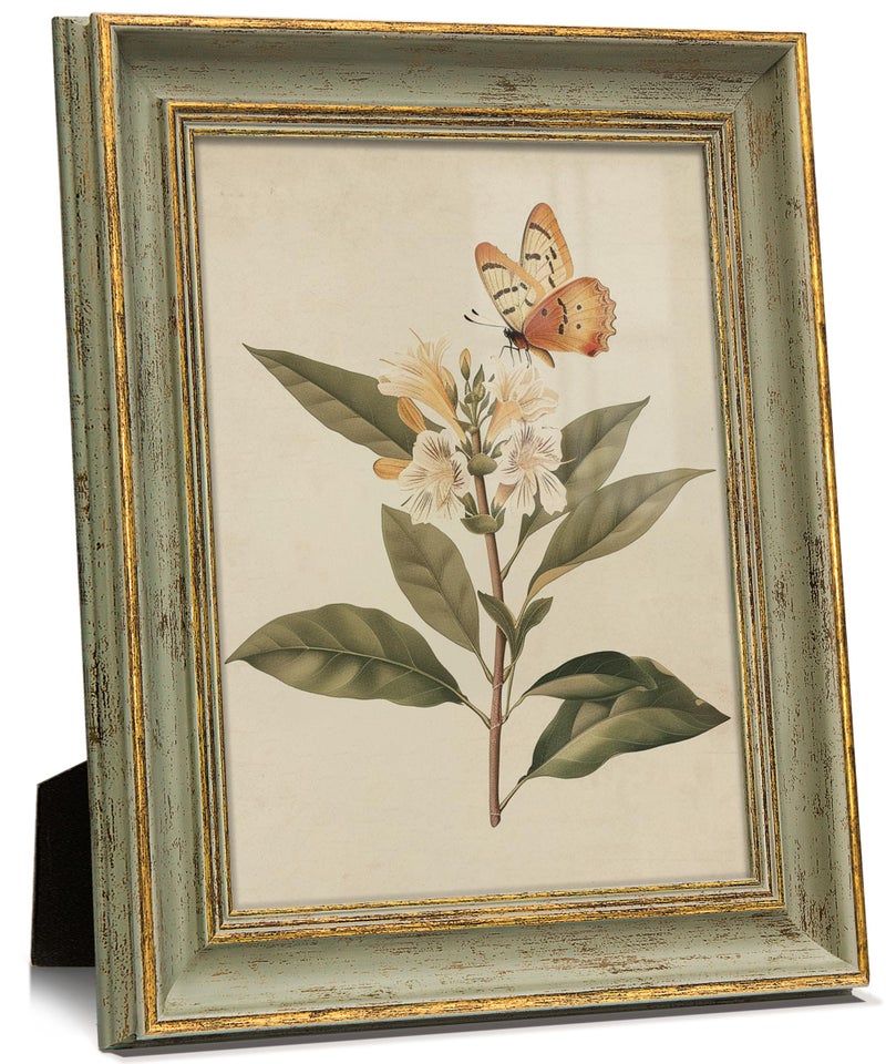 Sonefreiy 8x10 Picture Frame Vintage Antique Retro Green Gold 8 x 10 Photo Frame for Desk and Wall Hanging Gift for Mom Dad Grandma Family Friends Wedding