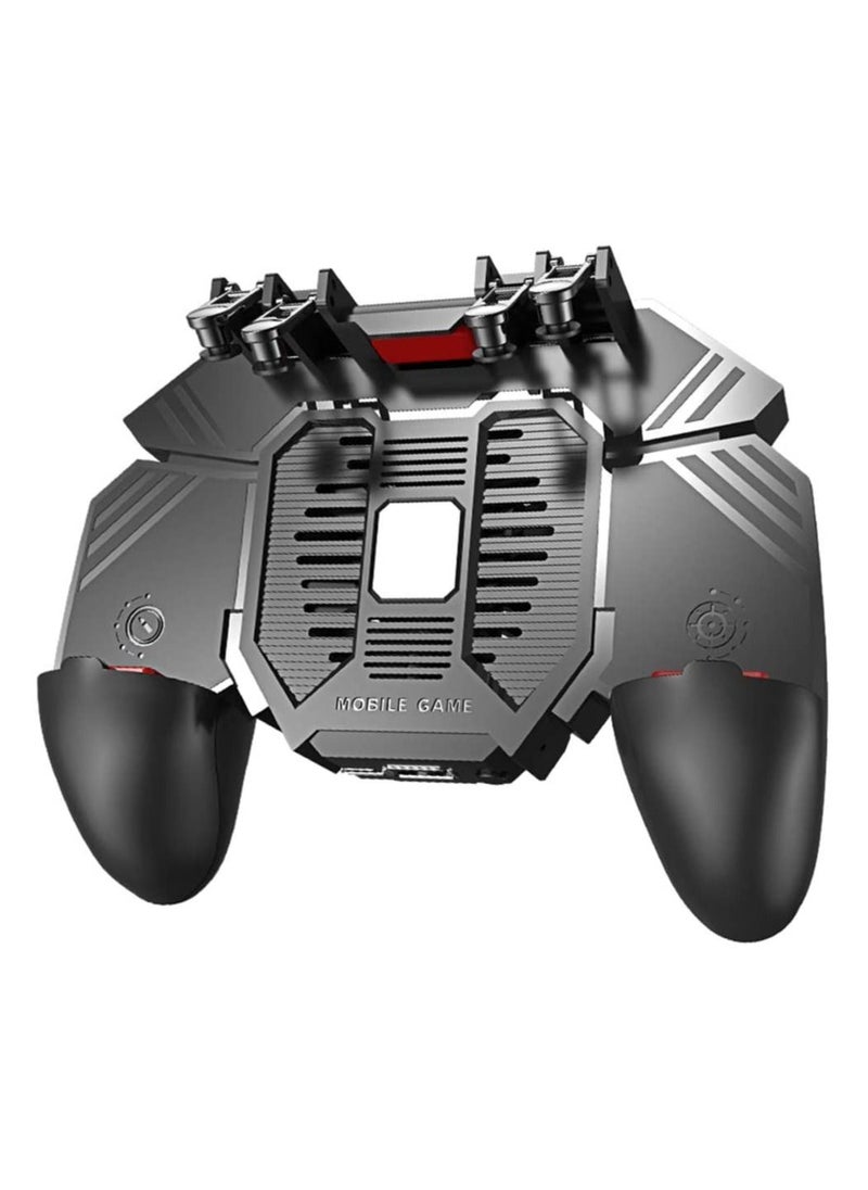 AK77 Mobile Game Controller, PUBG Game Controller Gamepad, with 6 Finger Gaming Trigger, Phone Controller Gamepad with Cooling Fan, Shoot Sensitive Controller Gamepad for IOS Android Mobile Phone，