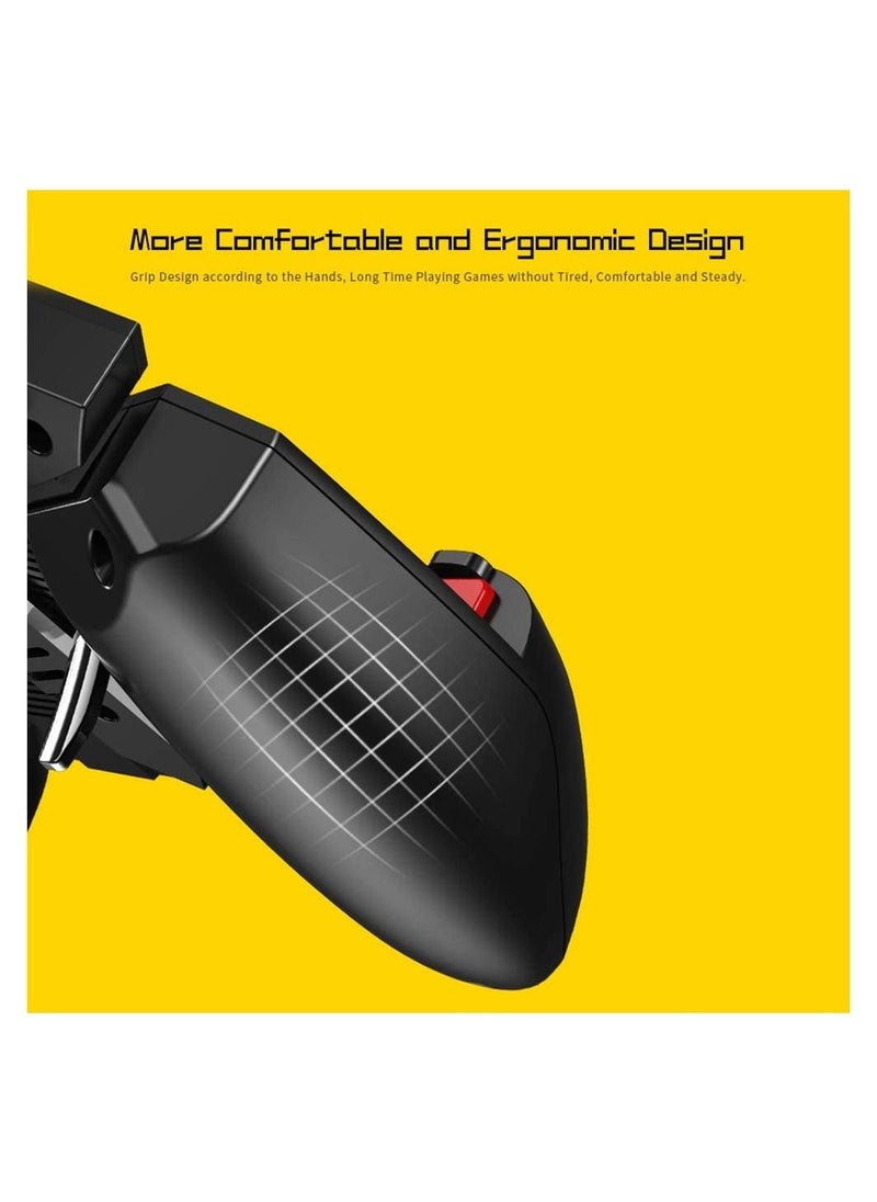 AK77 Mobile Game Controller, PUBG Game Controller Gamepad, with 6 Finger Gaming Trigger, Phone Controller Gamepad with Cooling Fan, Shoot Sensitive Controller Gamepad for IOS Android Mobile Phone，