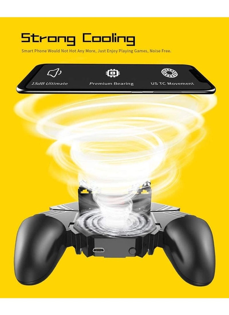 AK77 Mobile Game Controller, PUBG Game Controller Gamepad, with 6 Finger Gaming Trigger, Phone Controller Gamepad with Cooling Fan, Shoot Sensitive Controller Gamepad for IOS Android Mobile Phone，