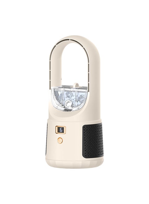 New office leafless fan Desktop USB cooling fan Portable vertical with power display tower fan bedsidePanda leafless humidifying fan milk curry color Panda leafless humidifying fan milk curry color