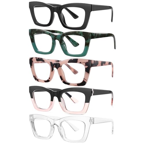 ZEHEXA Reading Glasses for Women Blue Light Blocking Glasses Filter UV Square Readers Glasses for Men and Women 5 Pack 3.0 - Image 1