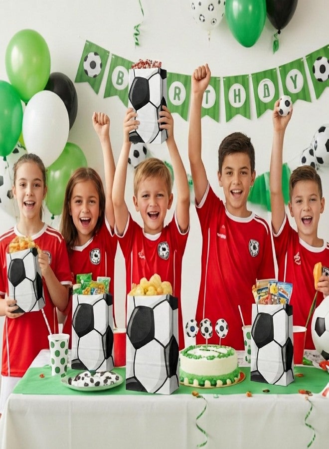 أكياس هدايا كرة القدم، عبوة من 30 كيس وجبات خفيفة للفريق، أكياس هدايا ورقية كلاسيكية باللونين الأسود والأبيض لحفلات أعياد الميلاد والاحتفالات ذات الطابع الكروي - Image 3