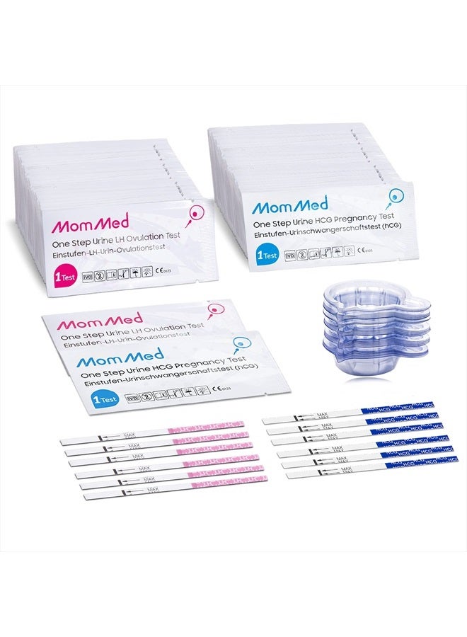 MomMed MomMed Ovulation Test Strips, Ovulation and Pregnancy Tests (LH50-HCG20), Includes 50 Ovulation Tests and 20 Pregnancy Tests with 70 Urine Cups, Accurately Track Ovulation and Detect Early Pregnancy - Image 1