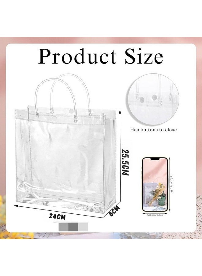 Satyam Kraft SATYAM KRAFT 12 Pcs Transparent Goodie Bags with Handle | Gift for Her / Him, Mothers Day Gifting ,Gift Bags, Clear Shopping Bags for Wedding, Birthday, Return Gifts, Party Favors, Hampers (25.5 x 24 x 8 cm, Pack of 12) - Image 2