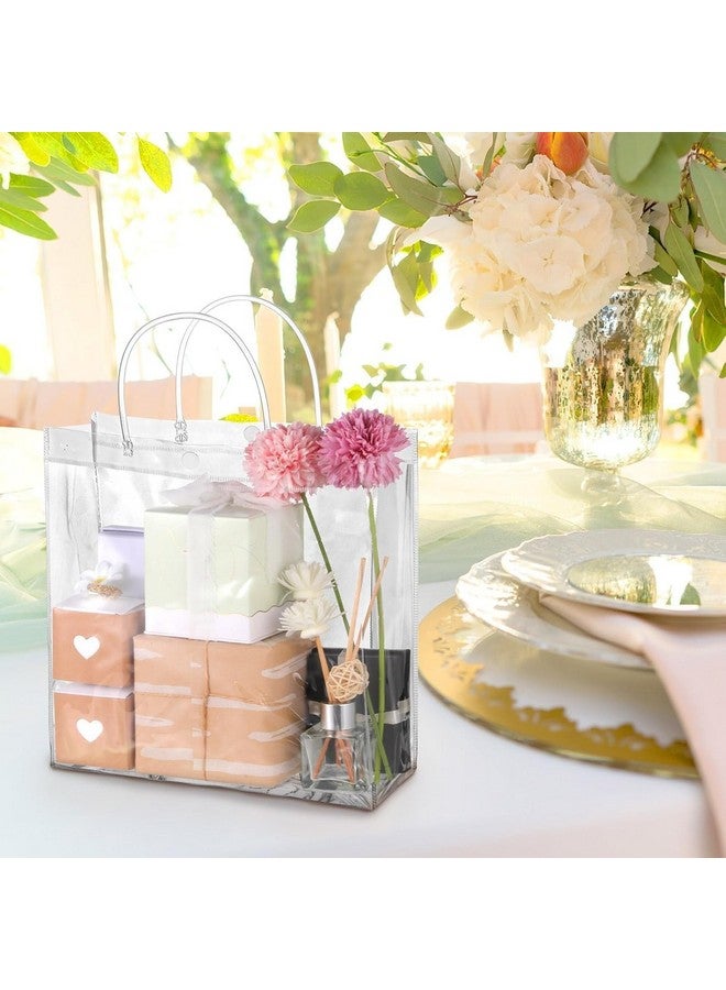 Satyam Kraft SATYAM KRAFT 12 Pcs Transparent Goodie Bags with Handle | Gift for Her / Him, Mothers Day Gifting ,Gift Bags, Clear Shopping Bags for Wedding, Birthday, Return Gifts, Party Favors, Hampers (25.5 x 24 x 8 cm, Pack of 12) - Image 4