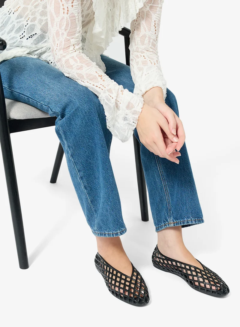 Truffle Black  PVC Jelly Ballet Flats for Women | Best Price UAE
