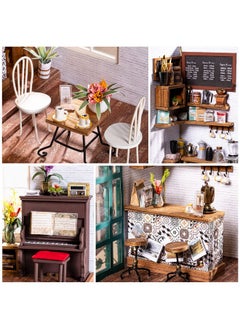 Rolife Diy Miniature Dollhouse Kit Coffee House Wooden Mini House Crafts Diy Model Kits Christmas Birthday Gifts For Boys Girls Women Friends (Simon'S Coffee)  - Image 5