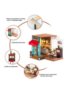 Rolife Diy Miniature Dollhouse Kit Coffee House Wooden Mini House Crafts Diy Model Kits Christmas Birthday Gifts For Boys Girls Women Friends (Simon'S Coffee)  - Image 3