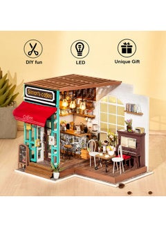 Rolife Diy Miniature Dollhouse Kit Coffee House Wooden Mini House Crafts Diy Model Kits Christmas Birthday Gifts For Boys Girls Women Friends (Simon'S Coffee)  - Image 2