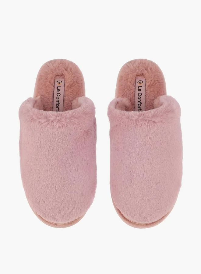 لو كونفورت Women Faux Fur Textured Bedroom Mules