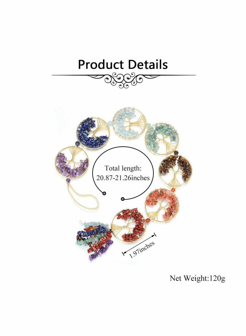 SYOSI 7 Chakra Tree Of Life Crystal Hanging, Natural Reiki Healing Crystal Gemstone Hanging for Home Office Decoration, Car Hanging, Housewarming Gift, Party Decor - Image 3