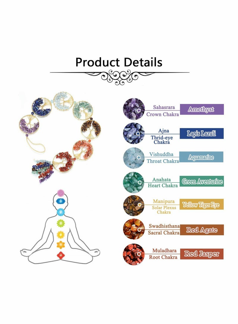 SYOSI 7 Chakra Tree Of Life Crystal Hanging, Natural Reiki Healing Crystal Gemstone Hanging for Home Office Decoration, Car Hanging, Housewarming Gift, Party Decor - Image 2