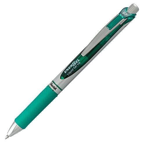 Pentel EnerGel RTX Retractable Liquid Gel Pen, (0.7mm), Medium Line, Metal Tip, Green Ink, Pack of 2 (BL77BP2D) - Image 2