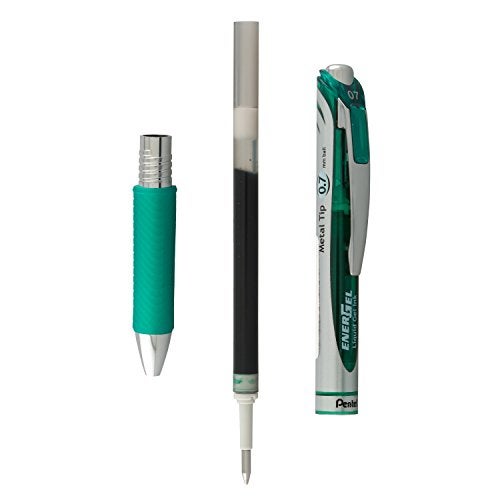 Pentel EnerGel RTX Retractable Liquid Gel Pen, (0.7mm), Medium Line, Metal Tip, Green Ink, Pack of 2 (BL77BP2D) - Image 5