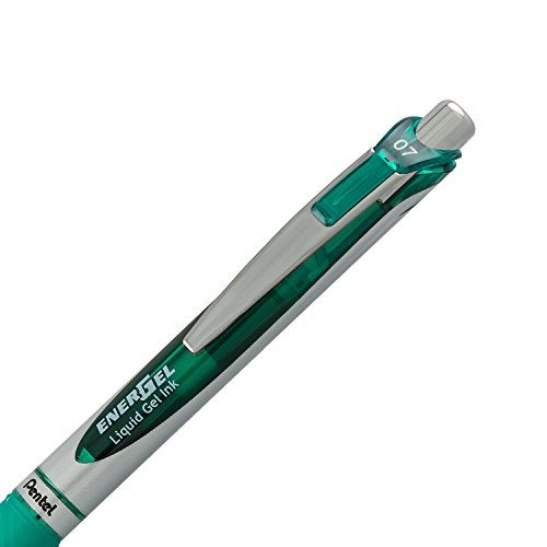 Pentel EnerGel RTX Retractable Liquid Gel Pen, (0.7mm), Medium Line, Metal Tip, Green Ink, Pack of 2 (BL77BP2D) - Image 3