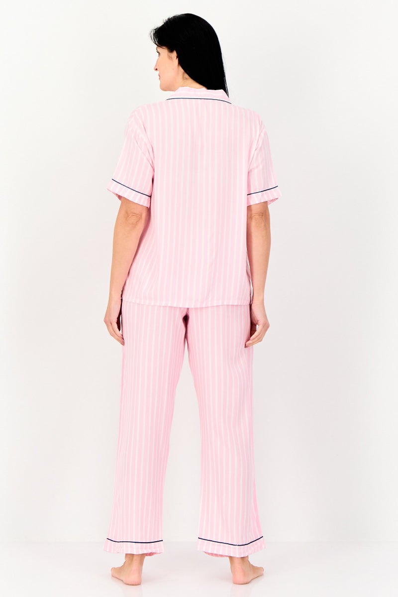 bebe Women 2 Piece Short Sleeve Top And Bottom Pajama Set, Multicolor  - Image 4
