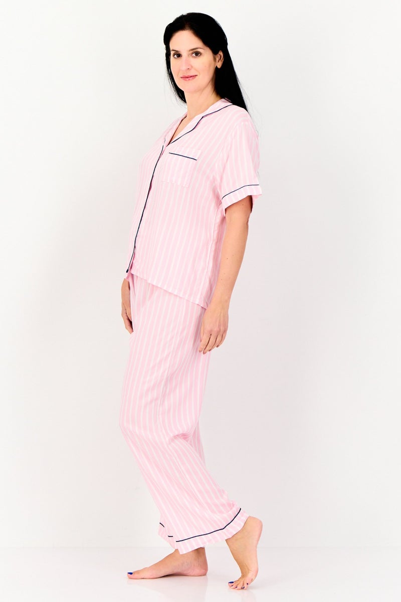 bebe Women 2 Piece Short Sleeve Top And Bottom Pajama Set, Multicolor  - Image 3