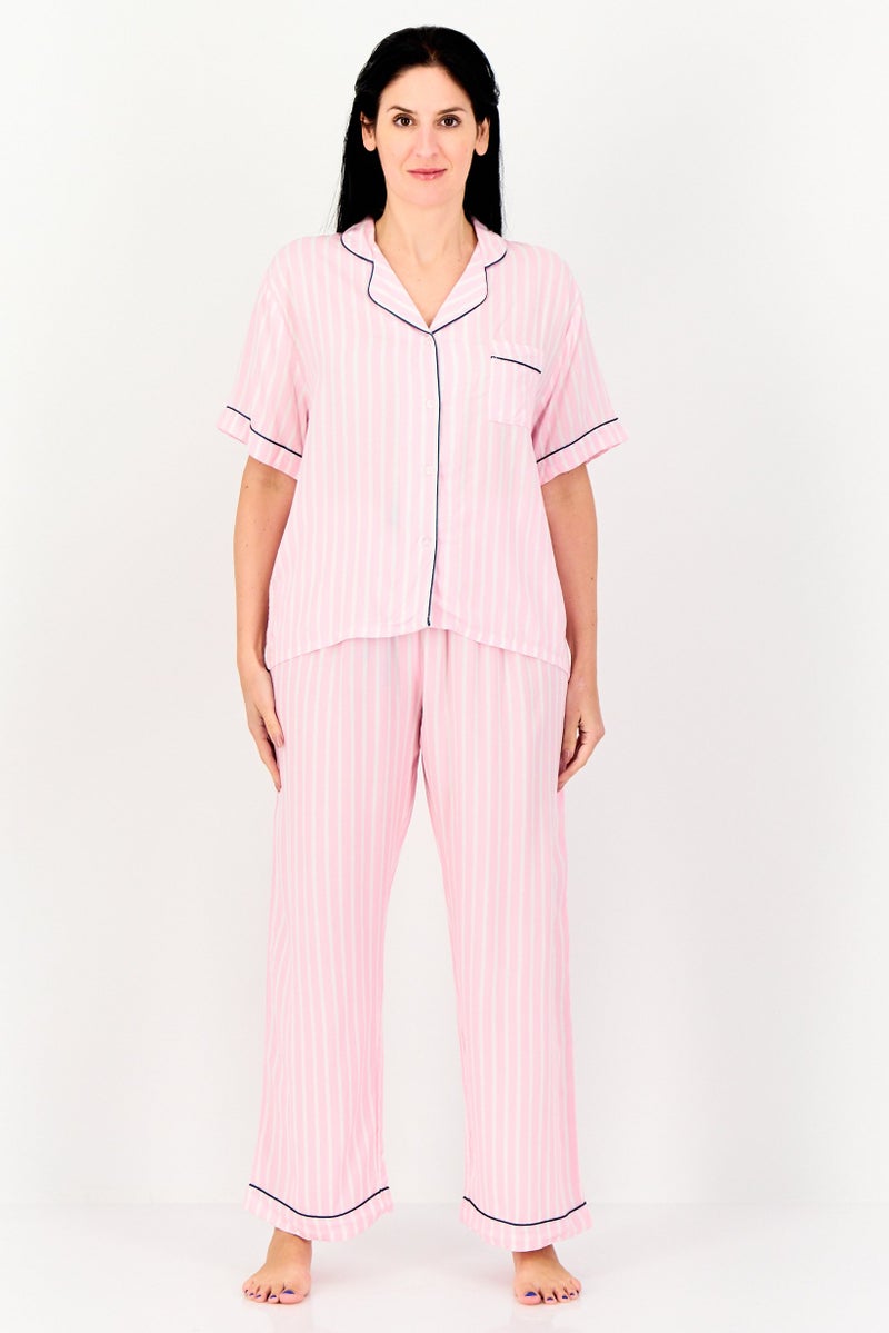 bebe Women 2 Piece Short Sleeve Top And Bottom Pajama Set, Multicolor  - Image 1