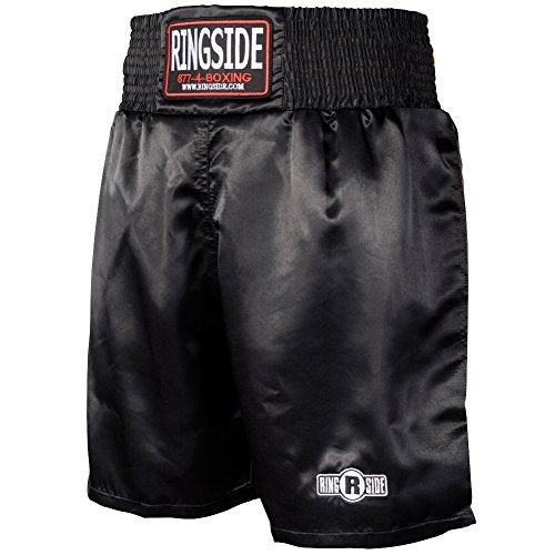 Ringside شورتات الملاكمة برو ستايل من رينغسايد، شورتات ساتان للرجال والنساء، مثالية لمنافسات MMA، موياي تاي، أسود، كبير - Image 2