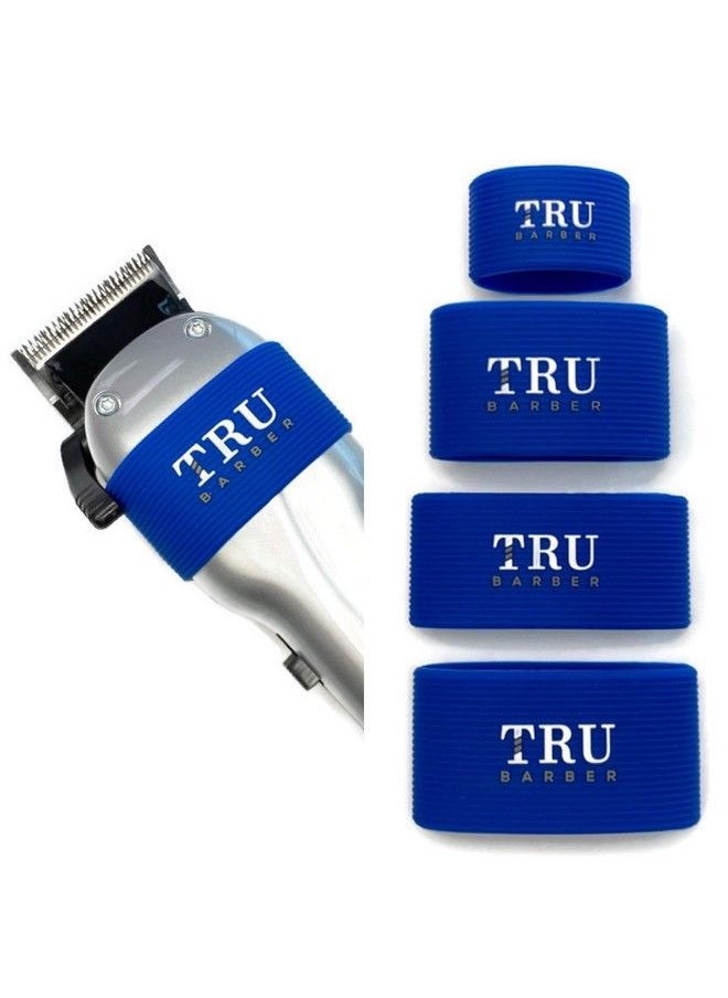 TRU BARBER Clipper Bands 4 Pcs Clipper Sleeve For Barbers Clipper Sleeve For Barber Tools Non Slip Heat Resistant (Blue)  - Image 1