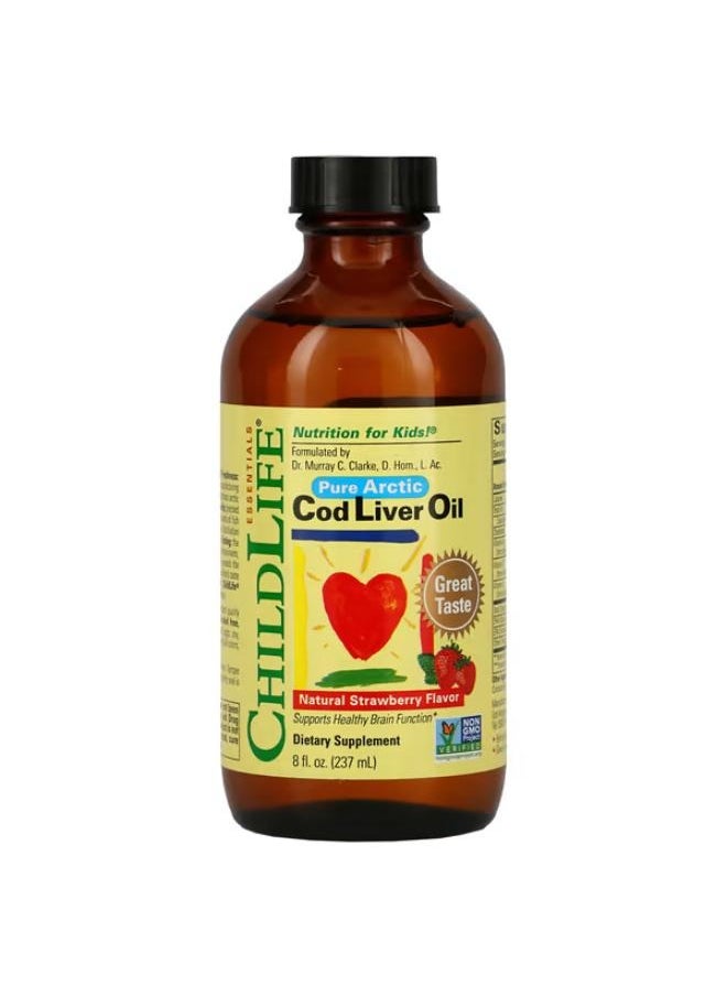 CHILDLIFE ESSENTIALS Pure Arctic Cod Liver Oil, Natural Strawberry, 8 fl oz (237 ml) 