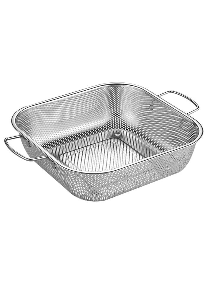 Stainless Steel Colander Strainer Drainer with Handle Fruit Vegetable Washing Bowl Metal Sink Strainer Mesh Colander Drain Net Basket - Image 1