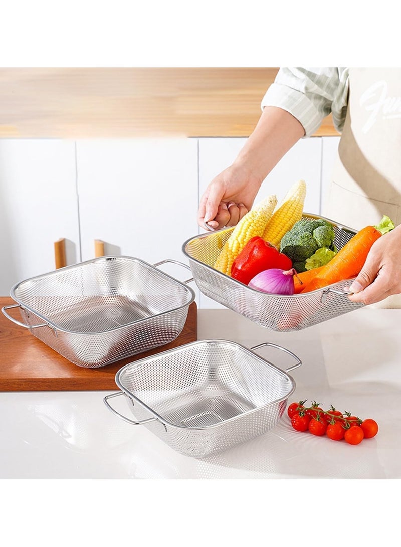 Stainless Steel Colander Strainer Drainer with Handle Fruit Vegetable Washing Bowl Metal Sink Strainer Mesh Colander Drain Net Basket - Image 2