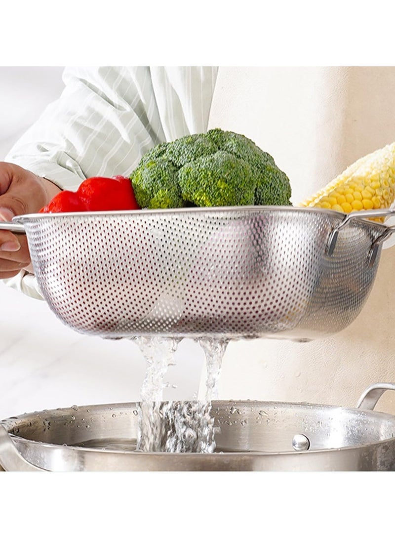 Stainless Steel Colander Strainer Drainer with Handle Fruit Vegetable Washing Bowl Metal Sink Strainer Mesh Colander Drain Net Basket - Image 3
