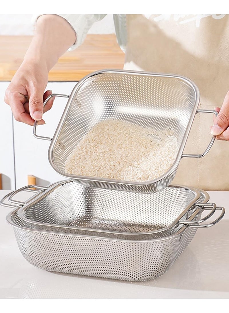 Stainless Steel Colander Strainer Drainer with Handle Fruit Vegetable Washing Bowl Metal Sink Strainer Mesh Colander Drain Net Basket - Image 4