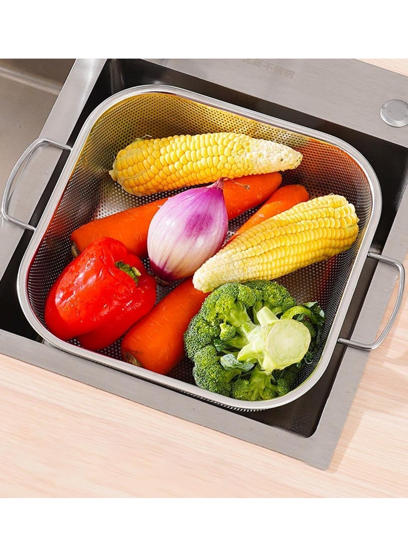 Stainless Steel Colander Strainer Drainer with Handle Fruit Vegetable Washing Bowl Metal Sink Strainer Mesh Colander Drain Net Basket - Image 5