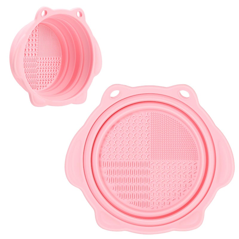 Etercycle Makeup Brush Cleaner, Etercycle Foldable Silicone Brush Cleaner Bowl Srubber, Portable Washing Tools for Makeup Brush,Powder Puff,Sponge (Light Pink) - Image 1