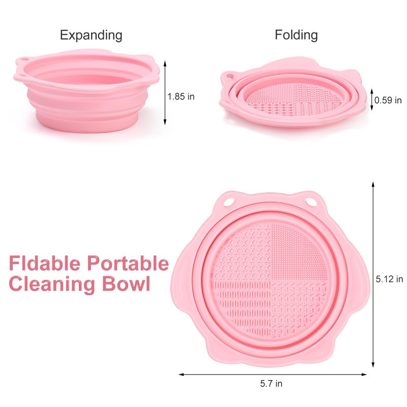 Etercycle Makeup Brush Cleaner, Etercycle Foldable Silicone Brush Cleaner Bowl Srubber, Portable Washing Tools for Makeup Brush,Powder Puff,Sponge (Light Pink) - Image 4