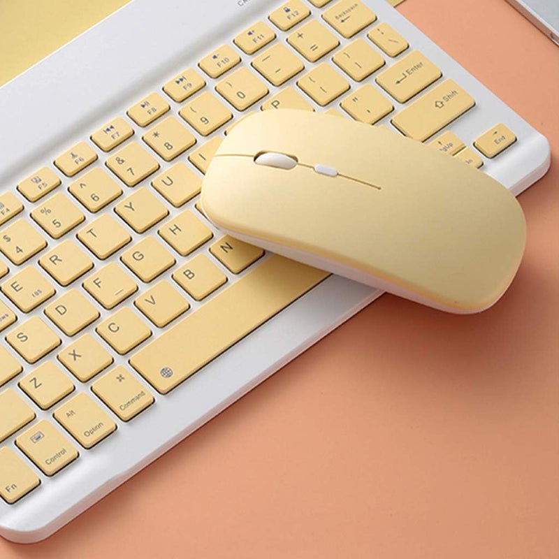 كلاراكو لوحة مفاتيح لاسلكية صغيرة تعمل بالبلوتوث مقاس 10 بوصات لأجهزة iPad وiPhone وApple وTablet Smart مقاس 10 بوصات باللون الأصفر - Image 3