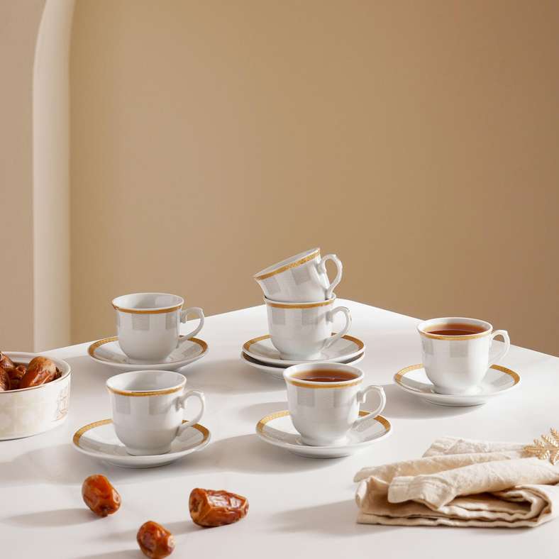Pan Home 12-Piece Espresso Cup Set - White Gold