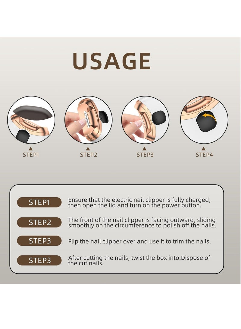 Electric Automatic Nail Clipper with Light & 2 Speeds, Safety Fingernail Cutter and Filer, Rechargeable Fingernail Trimmer for Baby, Kids, Girls, Boys and Adults - Image 3