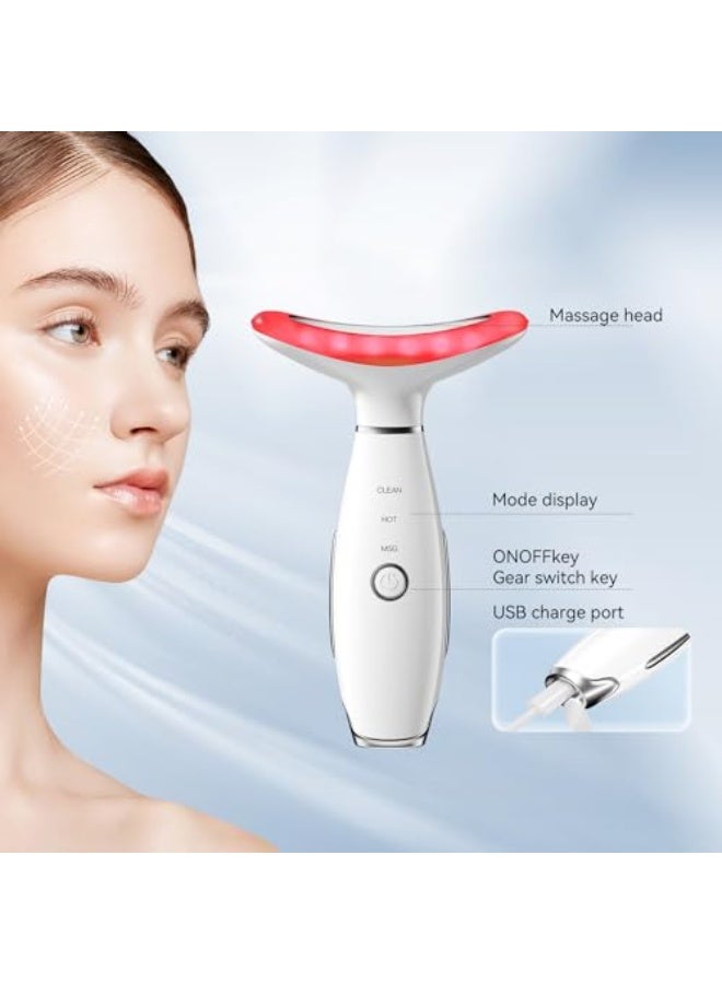 مدلك الرقبة والوجه، مدلك وجه محمول 3 في 1، أداة لتشكيل الوجه، جهاز للعناية بالبشرة في المنزل (أبيض) - Image 4
