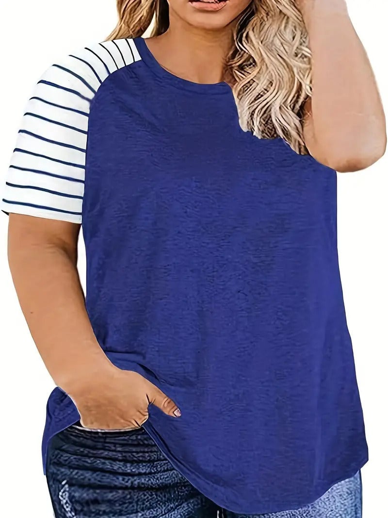 American Retro Raglan Short-Sleeved T-Shirt Women'S Summer Loose Top Fashion 3D Printed Large Size Bottoming Shirt - Image 1