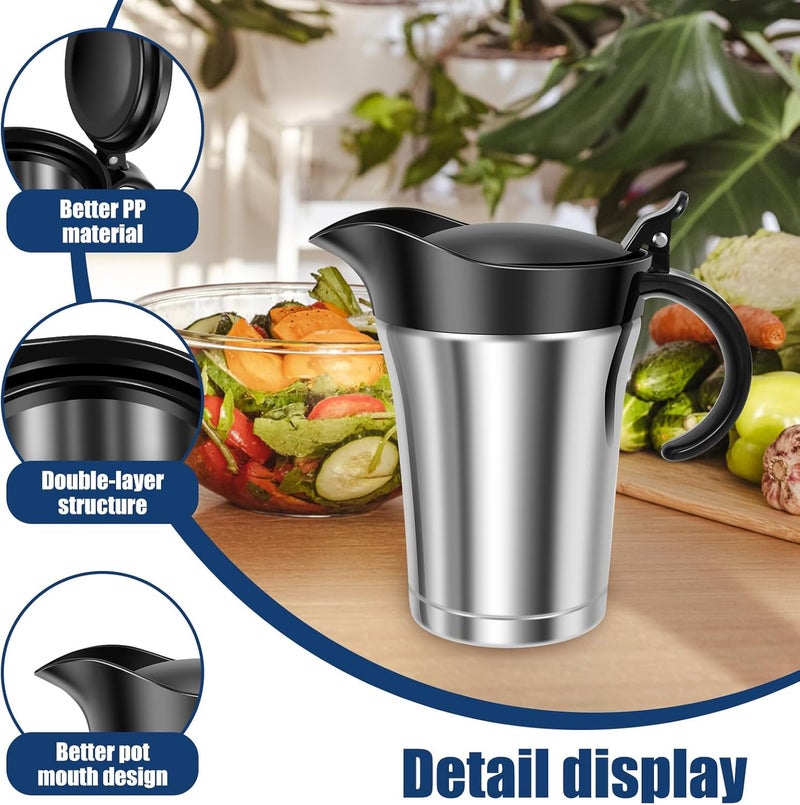 Double Insulated Gravy Boat, 26 Oz Stainless Steel Gravy Sauce Jug with Hinged Lid, Storage for Gravy or Cream, Double Wall Cream Caramel Sauce Gravy Pitcher for Home & Kitchen, Dishwasher safe - Image 4