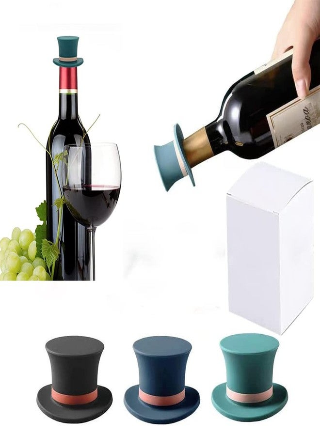 LSFCHYBY Wine Bottle Stopper Silicone,Funny Red Wine Stopper Novelty Wine Stoppers,Reusable Wine Saver,Gentleman Hat Reseal Beer Saver for Wine,Beer,Champagne,Soda,Homebrew,Beverage Kitchen Gadgets（3Packs） - Image 1