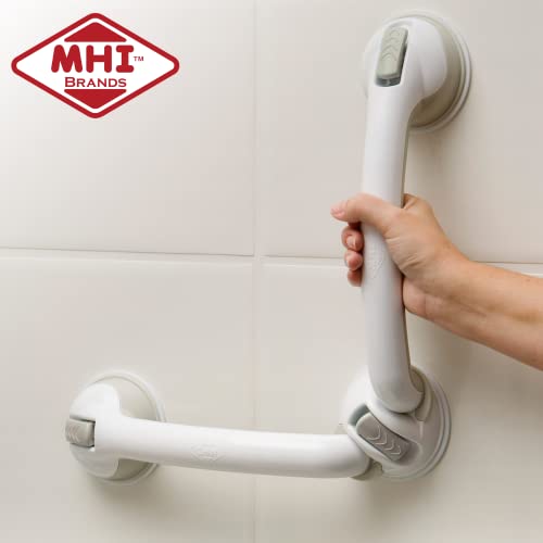 Safe-er-Grip شريط مساعدة التوازن القابل للدوران Safe-er-Grip، شريط أمان الحمام بكوب شفط، تركيب سهل بدون أدوات، 28 بوصة، أبيض ورمادي - Image 2