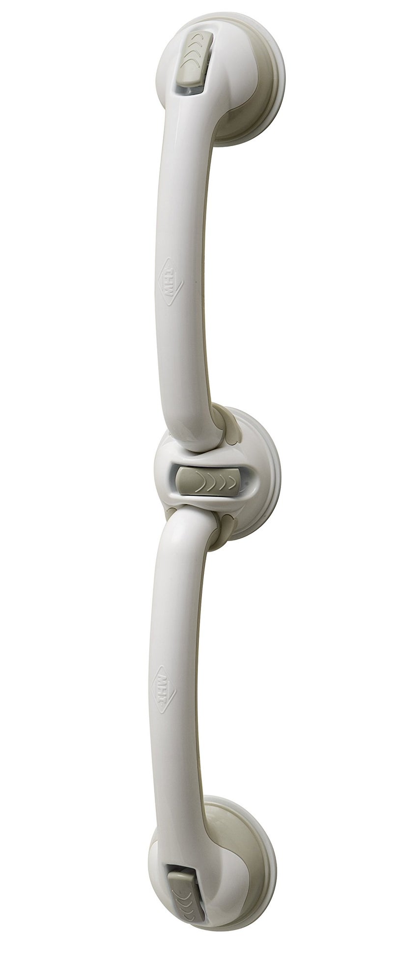 Safe-er-Grip شريط مساعدة التوازن القابل للدوران Safe-er-Grip، شريط أمان الحمام بكوب شفط، تركيب سهل بدون أدوات، 28 بوصة، أبيض ورمادي - Image 5