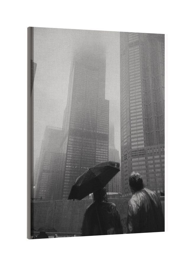 RKN City Rain Printed Framed Canvas Wall Art Grey/White 60x80centimeter - Image 2