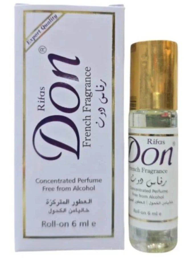 عطر ريفاس دون الفرنسي رول أون خالي من الكحول أبيض 6 مل