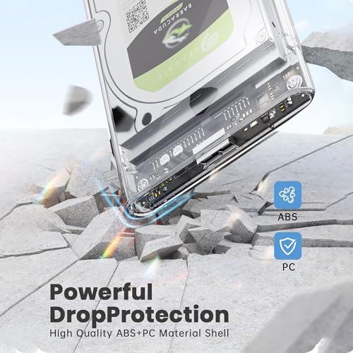 TECHIE 2.5” External Hard Drive Enclosure, HDD/SSD Transparent Enclosure, USB 3.0, Easy-Install Shockproof Case for Windows, macOS, Linux, Drives up to 4TB - Image 5