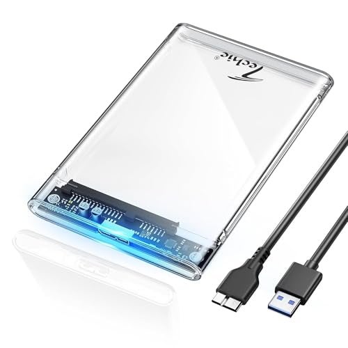 TECHIE 2.5” External Hard Drive Enclosure, HDD/SSD Transparent Enclosure, USB 3.0, Easy-Install Shockproof Case for Windows, macOS, Linux, Drives up to 4TB - Image 1